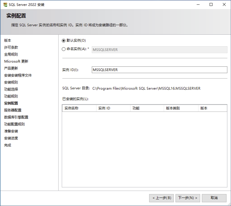 实例选择：默认实例