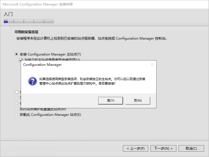 确认典型安装选项